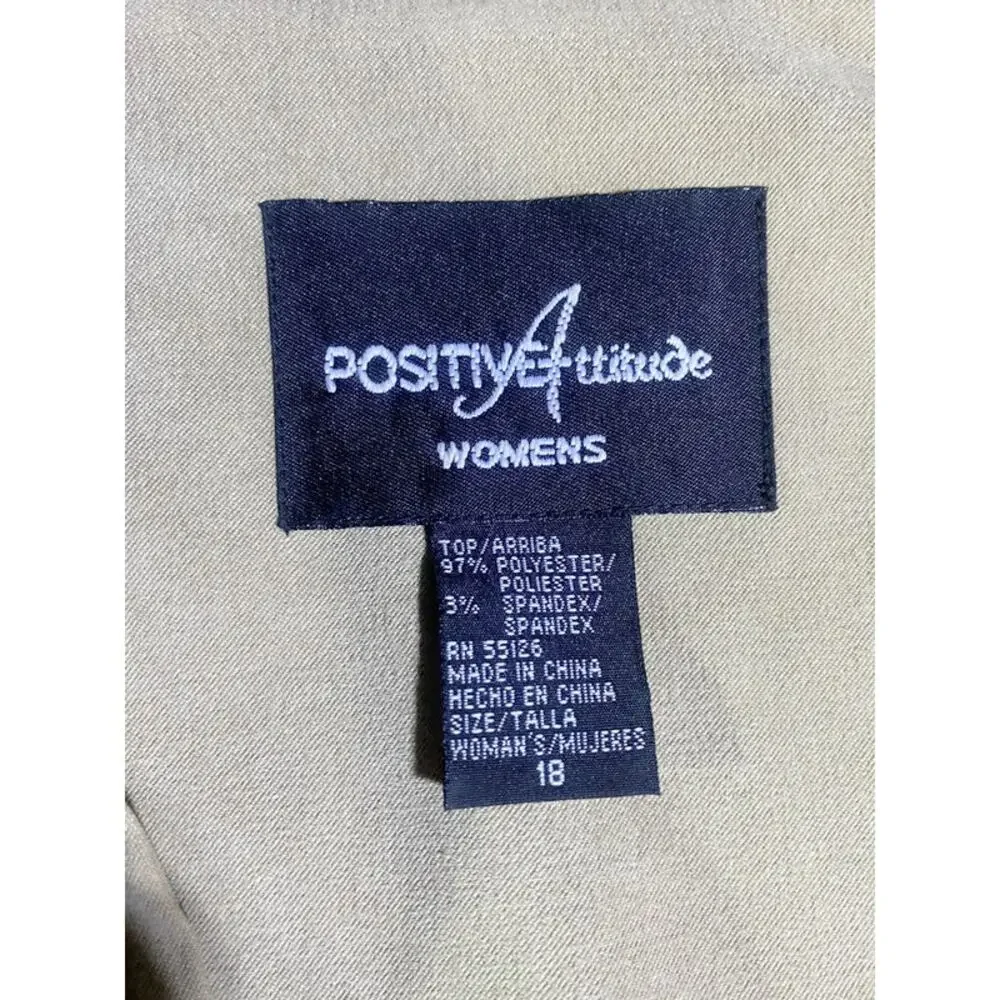 Positive Attitude Women's Blazer Jacket Size 18 Brown Black Button Up Suit